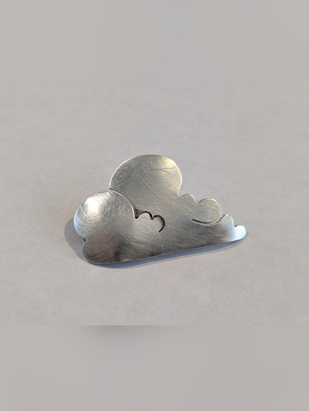 Vintage Sterling Silver Cloud Shaped Pin Brooch - Marked - Unique!